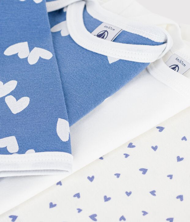 Pack of long-sleeved heart print cotton bodies for babies multicolor