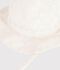 Baby girls' wide brimmed floppy sun hat in poplin and broderie anglaise white