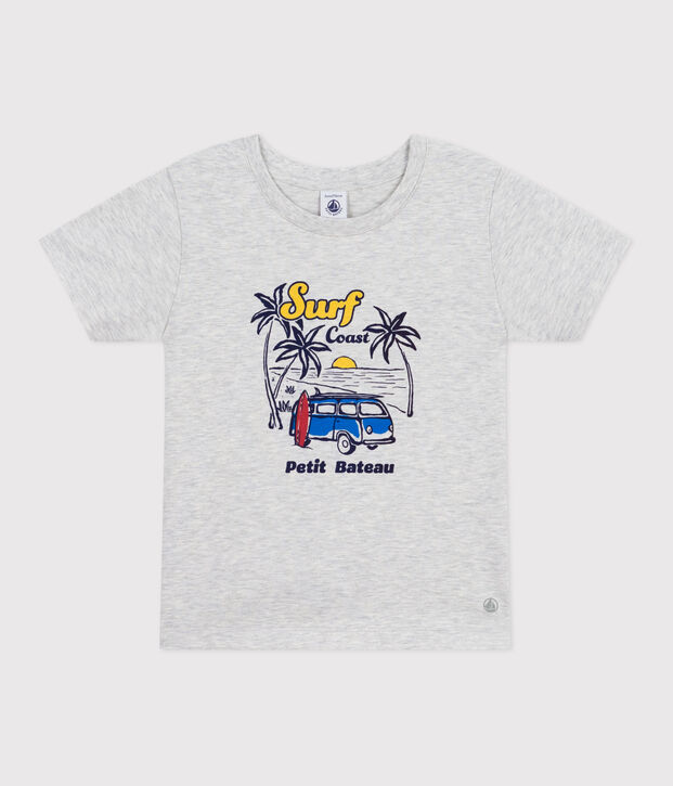 Children's short-sleeved printed cotton T-shirt grey