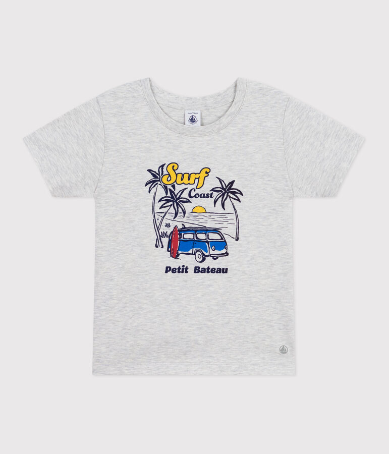 Children's short-sleeved printed cotton T-shirt grey