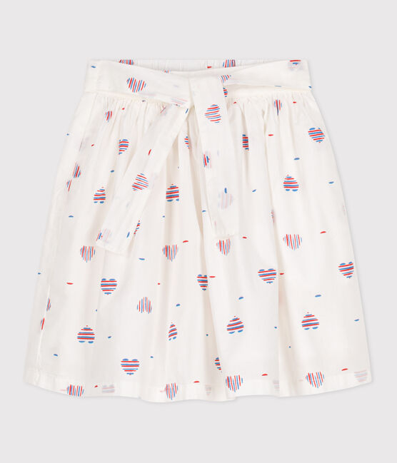 Children's heart-patterned cotton skirt AVALANCHE white/MULTICO