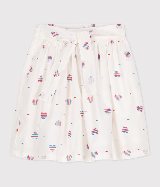 Children's heart-patterned cotton skirt Ecru/multicolor