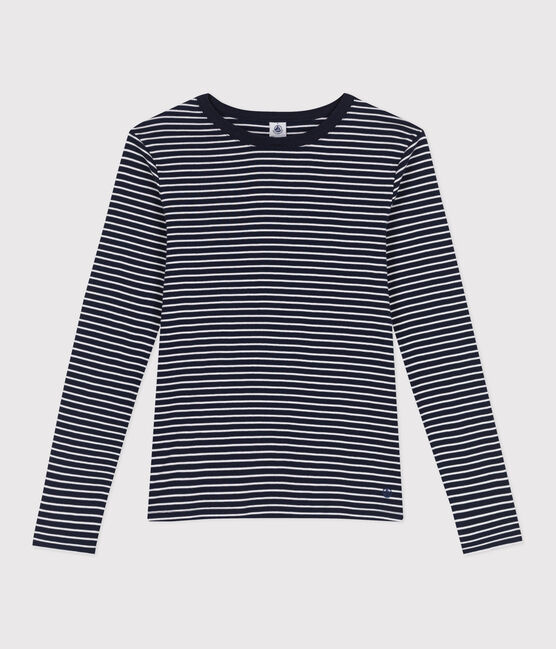 Women's Iconic striped cotton T-Shirt SMOKING blue/MARSHMALLOW white