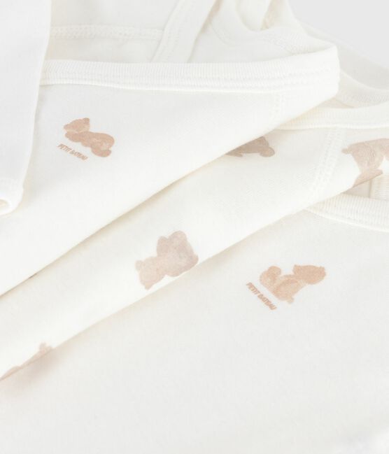 Pack of babies' long-sleeved printed cotton wrapover bodies variante 1