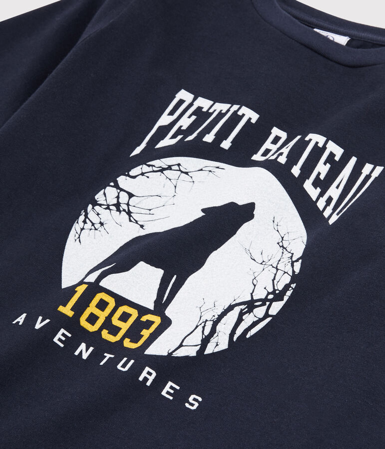 Boys Silkscreen Print T-shirt SMOKING blue