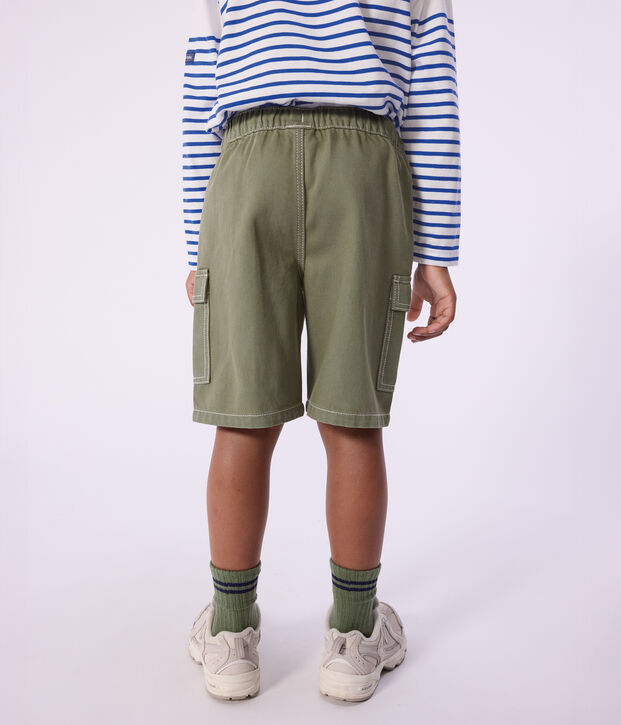 Children's cotton cargo Bermuda shorts OLIVINE
