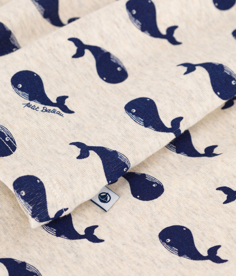 Children's pyjamas in cotton printed with whales MONTELIMAR beige/MEDIEVAL blue