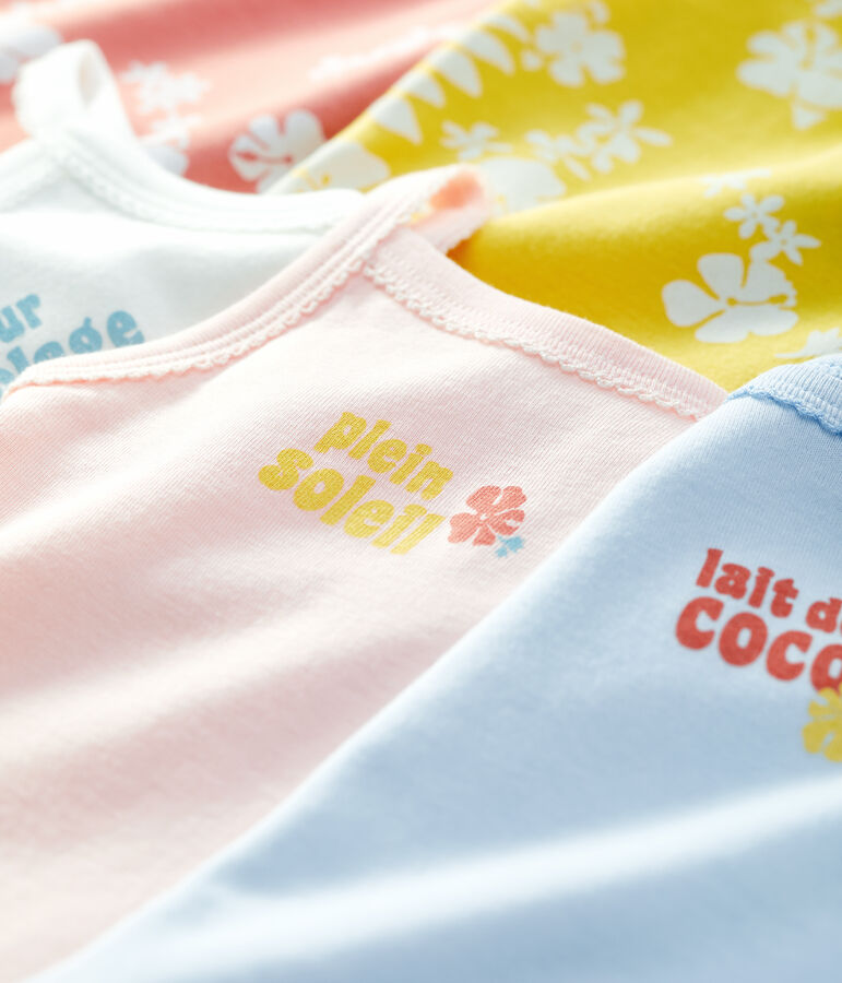 Babies' Hawaiian Themed Cotton Bodysuits with Straps - 5-Pack multicolor