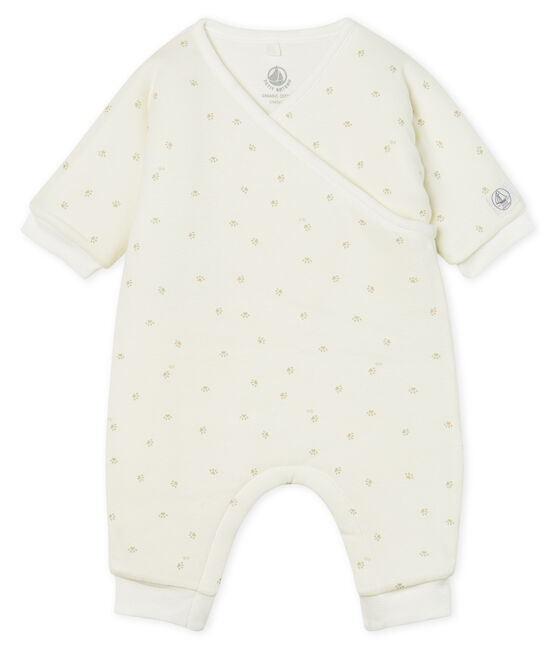 Babies' Long Jumpsuit in Padded Rib Knit MARSHMALLOW white/SOURICEAU CN grey