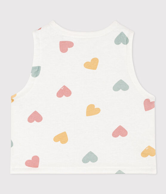 Babies' Reversible Heart Patterned Sleeveless Cotton Cardigan MARSHMALLOW white/MULTICO white