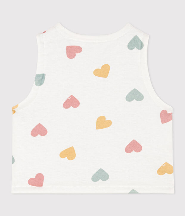 Babies' Reversible Heart Patterned Sleeveless Cotton Cardigan white/multicolor