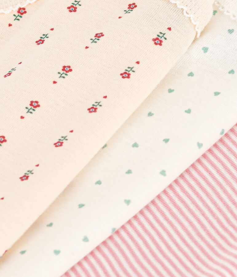 Babies' Floral Cotton Bodysuits with Straps - 3-Pack multicolor