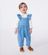 Babies' long cotton dungarees, embroidered with flowers