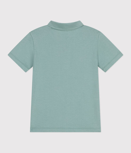 Children's plain short-sleeved cotton polo shirt PAUL green