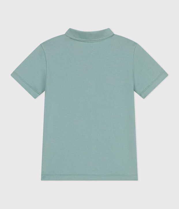 Children's plain short-sleeved cotton polo shirt green