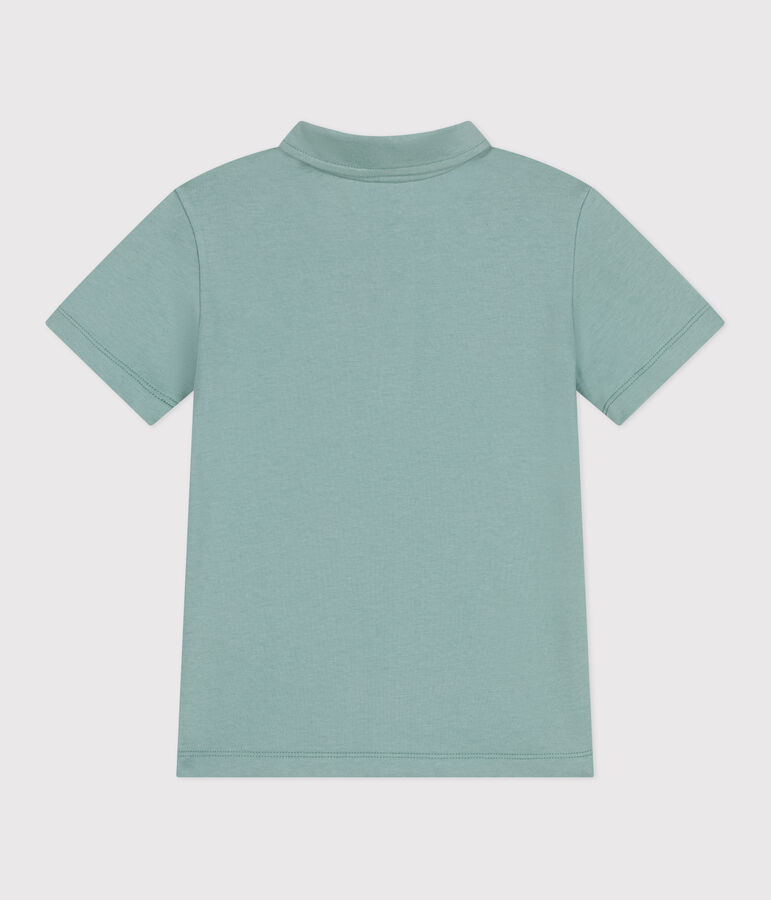 Children's plain short-sleeved cotton polo shirt green