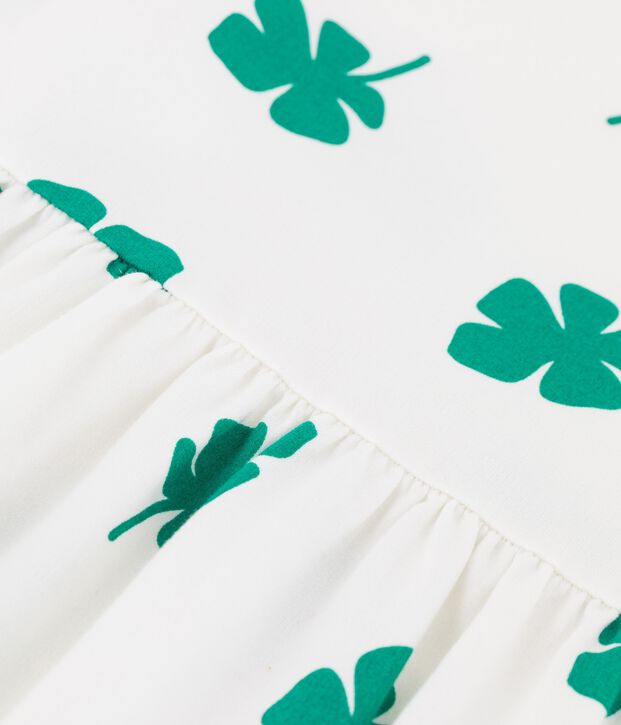 Girls' Short-Sleeved Fleece Dress white/green