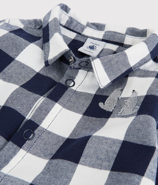 Babies' Cotton Shirt SMOKING blue/MARSHMALLOW white