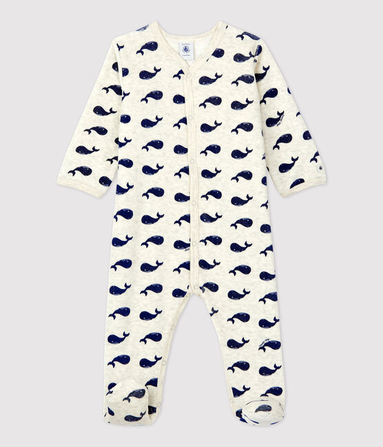 Babies' Velour Sleepsuit MONTELIMAR beige/MEDIEVAL blue