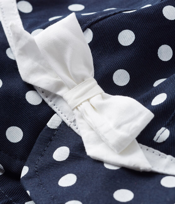 Baby Girls' Spotted Floppy Hat SMOKING blue/MARSHMALLOW white