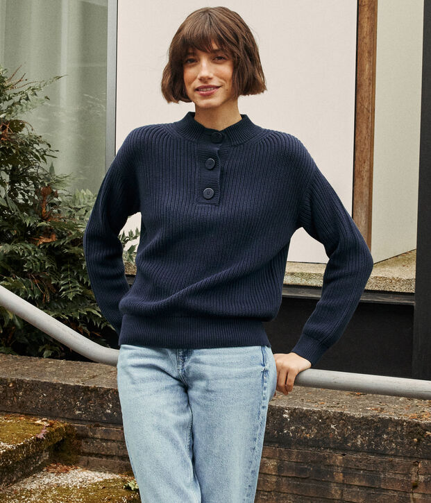 Women's cotton shawl-neck jumper SMOKING