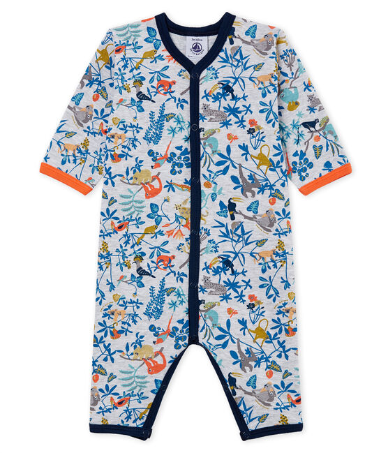 Baby boys' sleepsuit POUSSIERE grey/MULTICO white