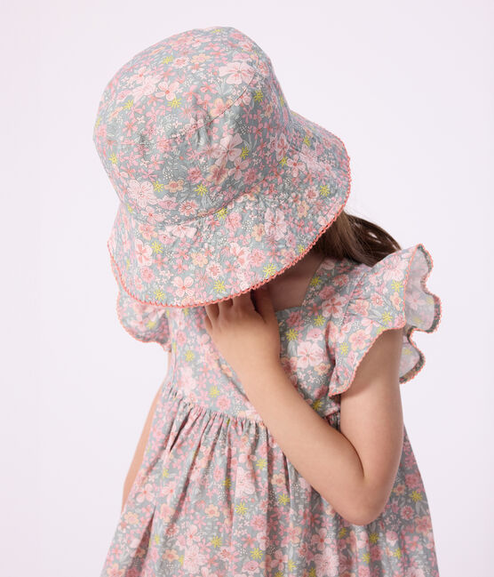 Children's floppy sun hat in floral-print poplin SPRAY /MULTICO
