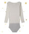 Women's long sleeved body. Petit bateau x Marie-Agnès Gillot COQUILLE beige/SUBWAY grey