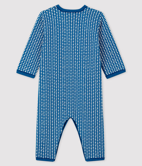 Baby Girls' Blue Tube-Knit Footless Sleepsuit MAJOR blue/ECUME white