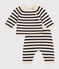 Babies' Wool/Cotton Knit Sailor Striped Clothing - 2-Piece Set AVALANCHE white/SMOKING blue