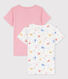 Girls' Short-Sleeved Monkey Print Organic Cotton T-Shirts - 2-Pack