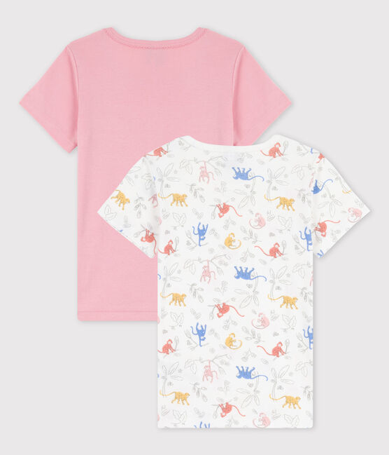Girls' Short-Sleeved Monkey Print Organic Cotton T-Shirts - 2-Pack variante 1