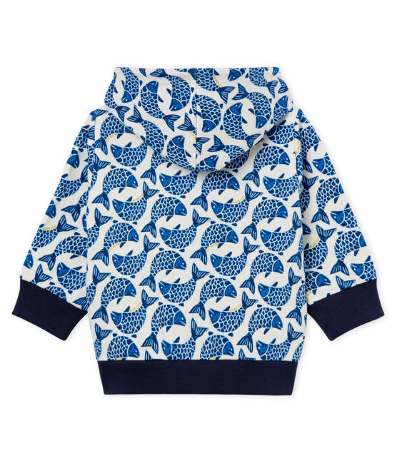 Baby boys' hooded zip up Sweatshirt in printed jersey MARSHMALLOW white/MULTICO white