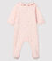 Baby Girls' Tube Knit Pink Sleepsuit with Hearts FLEUR pink/MULTICO white