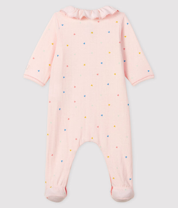 Baby Girls' Tube Knit Pink Sleepsuit with Hearts pink/multicolor