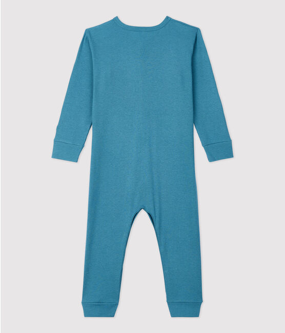 Babies' Plain Footless Cotton and Lyocell Sleepsuit POLOCHON blue