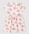 Baby girls' short-sleeved fleece dress MARSHMALLOW white/TERKUIT red