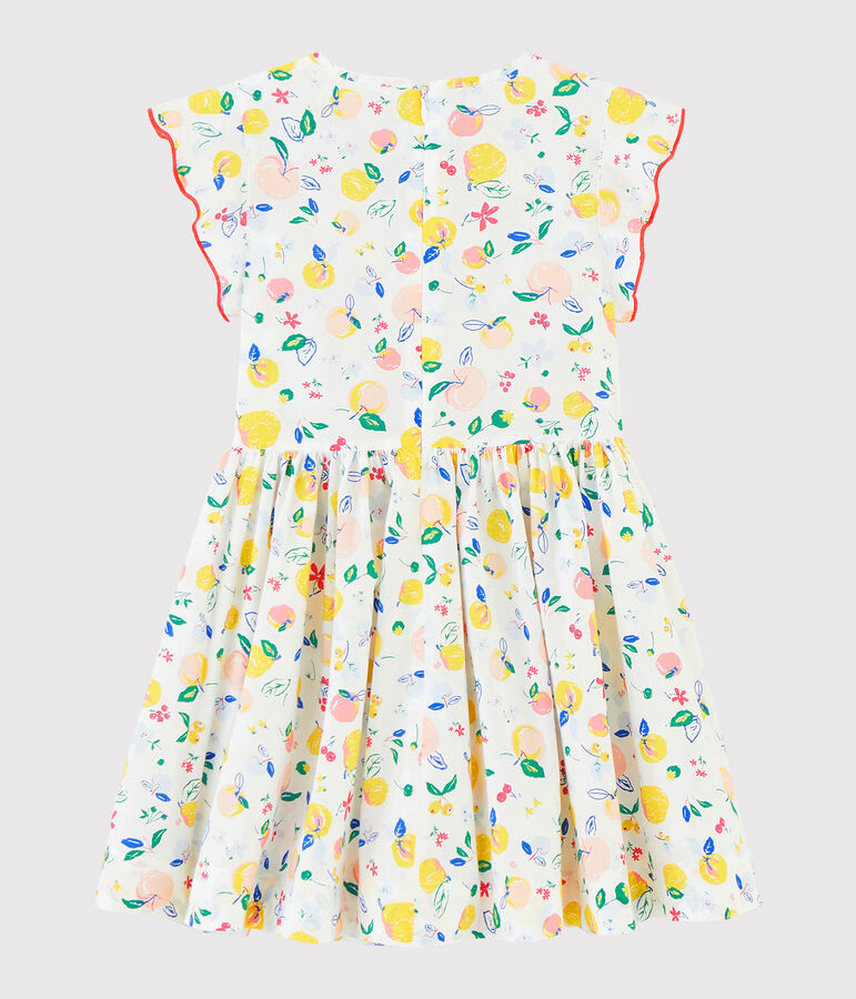 Girls' Short-Sleeved Poplin Dress white/multicolor