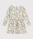 Girls' long-sleeved floral fleece dress