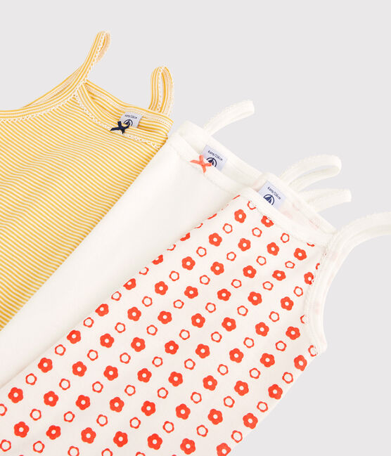 Girls' Graphic Floral Print Organic Cotton Vest Tops - 3-Pack variante 1