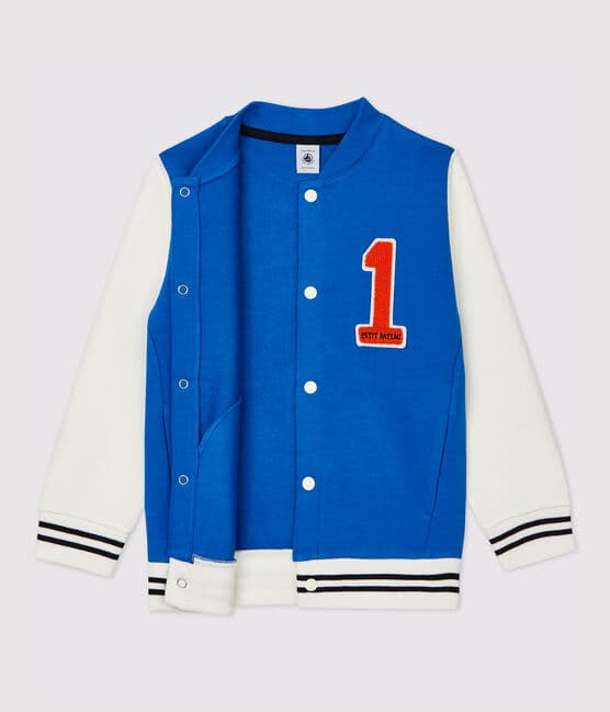 Unisex Children's Fleece Baseball Jacket RUISSEAU blue/MARSHMALLOW white