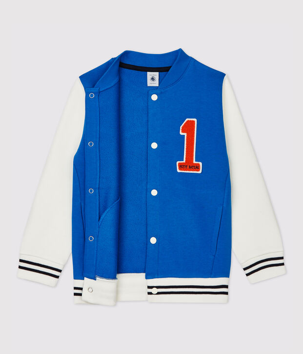 Unisex Children's Fleece Baseball Jacket blue/white