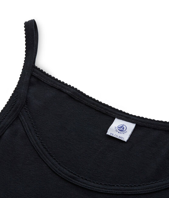 Chemise à bretelles femme coton/laine/soie NOIR black