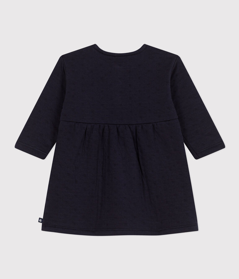 Babies' Long-Sleeved Quilted Tube Knit Dress blue