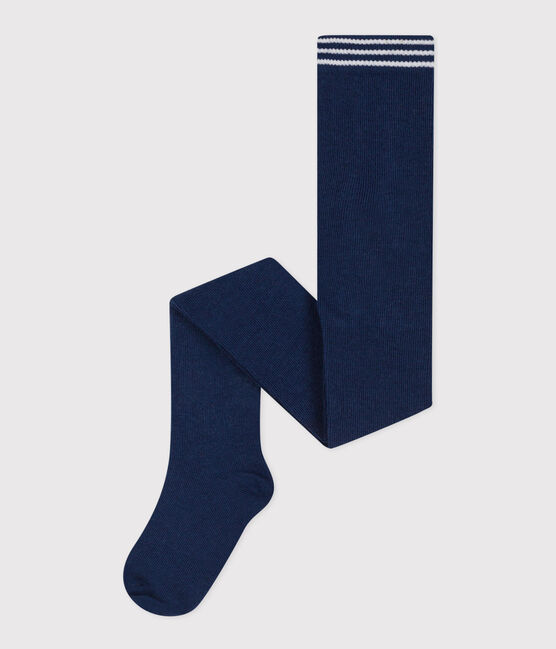 Babies' Plain Navy Blue Jersey Tights MEDIEVAL blue