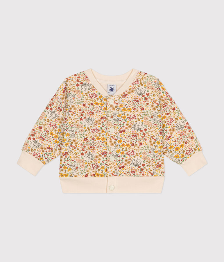Babies' quilted tube knit cardigan Ecru/multicolor