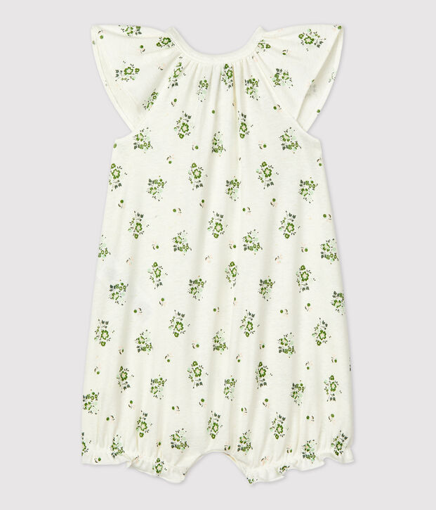 Babies' Cotton/Linen Botanic Print Playsuit white/multicolor