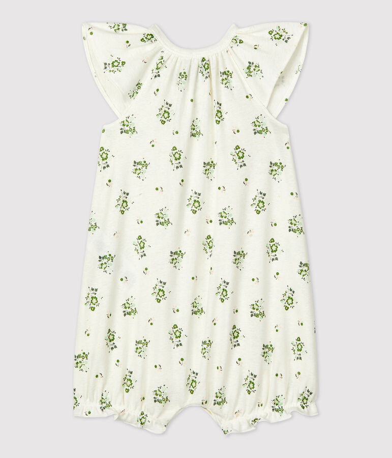 Babies' Cotton/Linen Botanic Print Playsuit white/multicolor