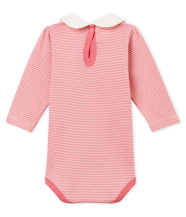 Baby girl's milleraies body with Peter Pan collar pink/white