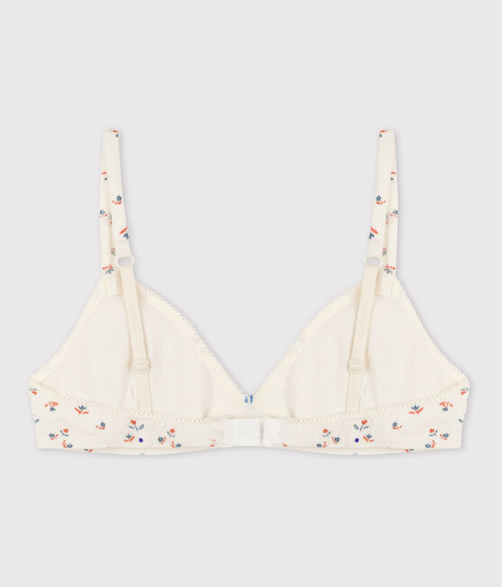 Girls' Floral Cotton and Elastane Padded Bra MARSHMALLOW white/MULTICO white